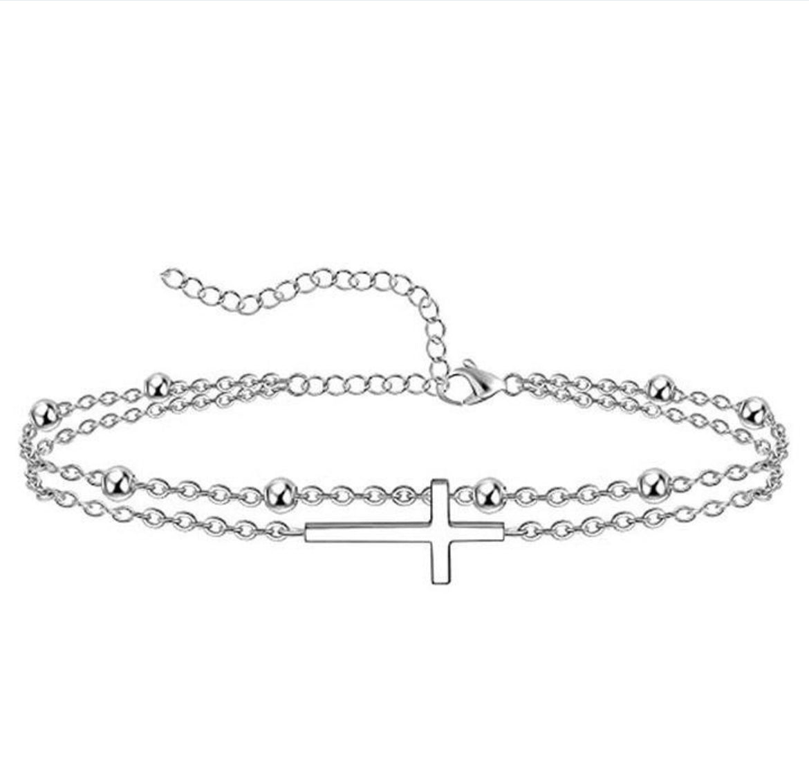 Double Chain Cross Anklet