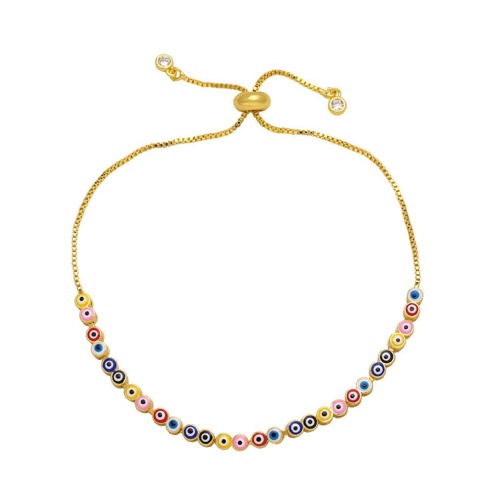 Evil Eye Gold Pull Chord Bracelets