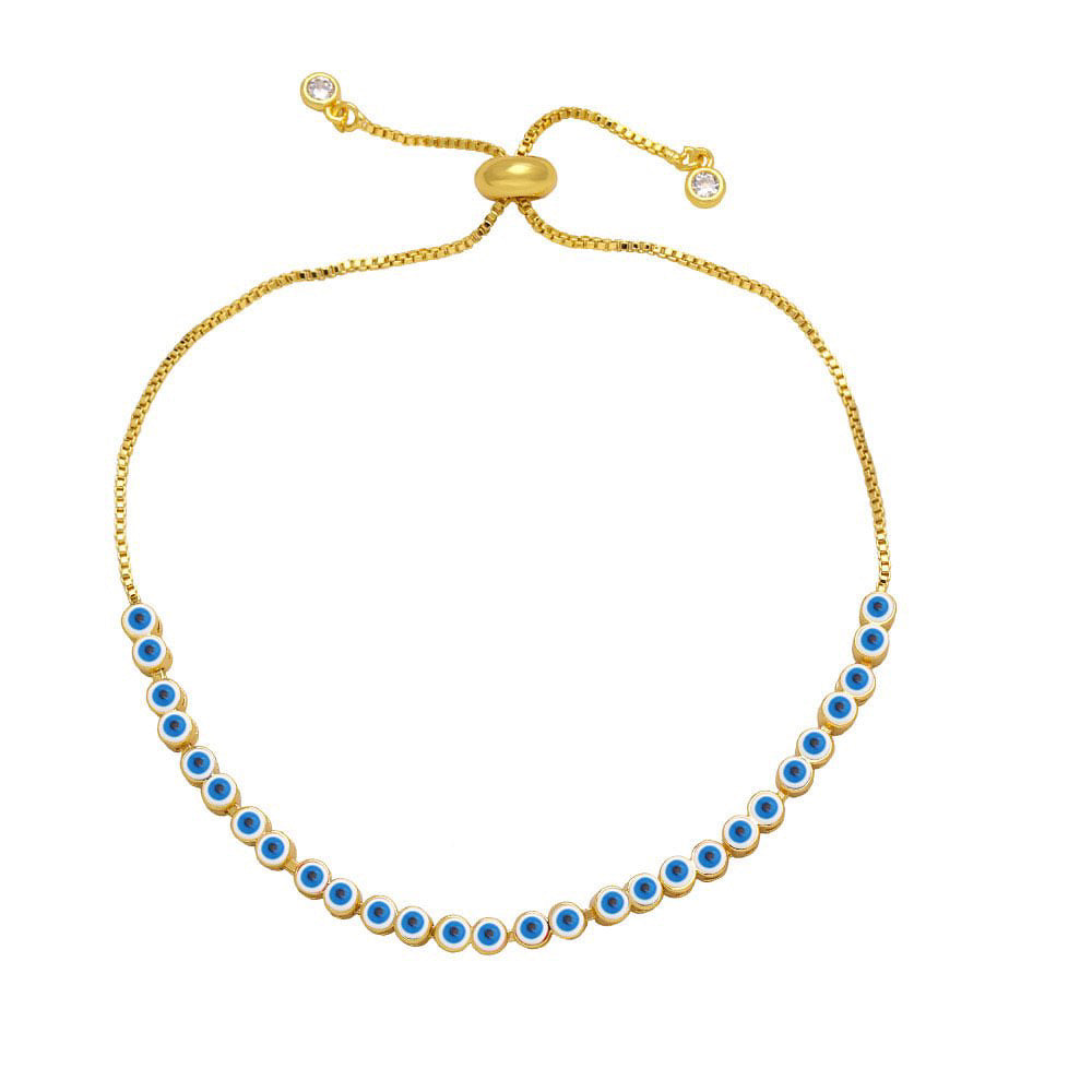 Evil Eye Gold Pull Chord Bracelets