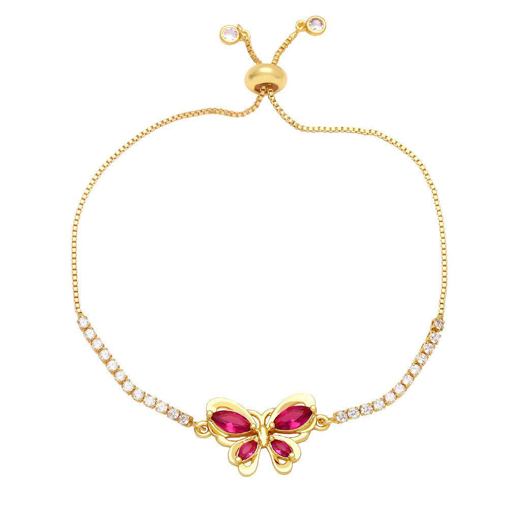 Butterfly Rhinestone Pull Chord Bracelet